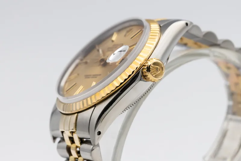 Rolex Datejust 36mm Stainless Steel & 18ct Yellow Gold Jubilee Champagne Dial 16233 1988