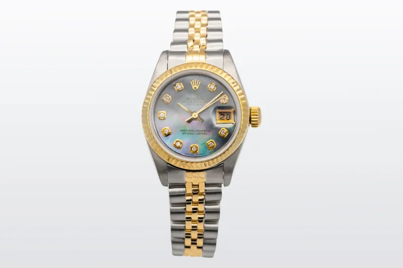 Rolex Datejust 26mm Stainless Steel & 18ct Yellow Gold Jubilee Custom Mother of Pearl Diamond Dial 69173